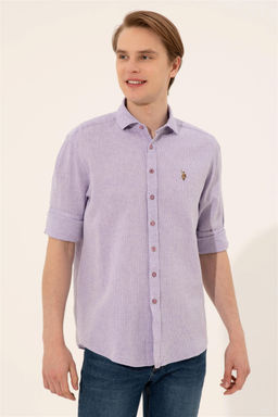 U. S. Polo Assn / Мужская фиолетовая рубашка с длинным рукавом - U.s. polo assn фото 3