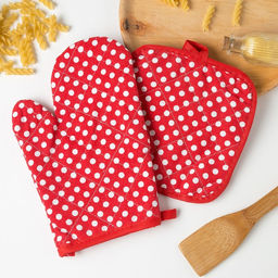 Кухонный набор 2 прихватки Доляна Горох , прихватка 17х17 см, рукавица 26х16 см, 100% п/э