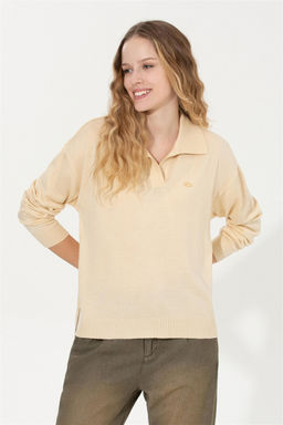 Женский кремовый меланжевый свитер Неожиданная скидка в корзине - U.s. polo assn фото 3