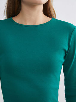 B?y?k Beden Bisiklet Yaka Fitilli Kad?n Ti??rt