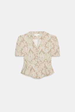 BLAZER PEPLUM JACQUARD / Crudo / Beige - Zara фото 4