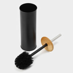 Ёршик для унитаза с подставкой SAVANNA BAMBOO, 9.5×38 см, чёрный