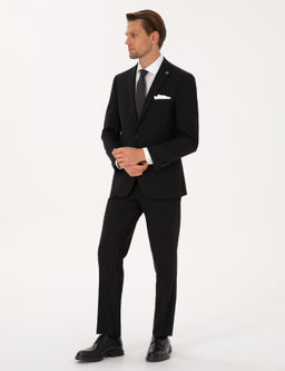 Siyah Slim Fit Tak_m Elbise
