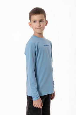 Футболка с длинным рукавом М225013Пг серо-голубой