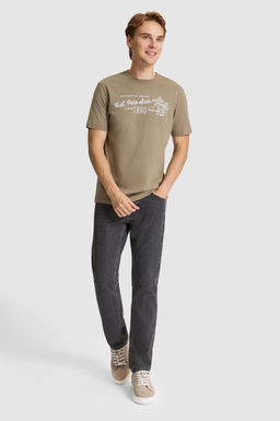 Erkek Haki Regular Fit Bisiklet Yaka Ti__rt