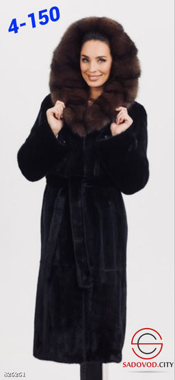 Шуба эко норка с капюшоном