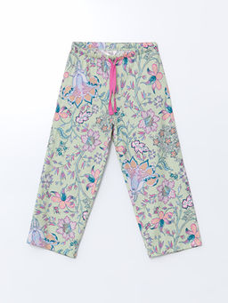 Beli Lastikli ?i?ekli Kad?n Kapri Pijama Alt?