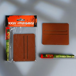 Подарочный набор 100% мужику: картхолдер и пластиковая ручка