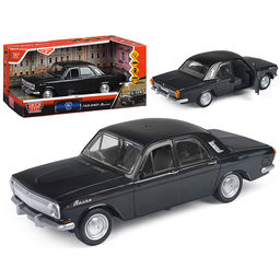 Машина пластик ГАЗ-2401 23 см. (двери, свет-звук, 4 кноп, черный) инерц., в коробке