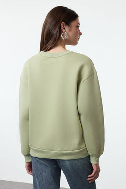 Mint Kal?n Ici Polarl? Regular/Normal Kal?p Bisiklet Yaka Basic Orme Sweatshirt TWOAW24SW00101