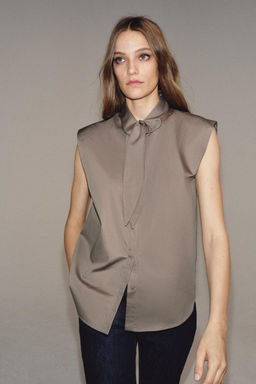 CAMISA RAYAS LAZADAS ZW COLLECTION / Gris - Zara фото 4