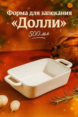 Форма для запекания из жаропрочной керамики Доляна Долли, 500 мл, 21.5124.5 см, цвет белый