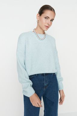 Mint Genis Kal?p Yumusak Dokulu Basic Triko Kazak TWOAW23KZ00185