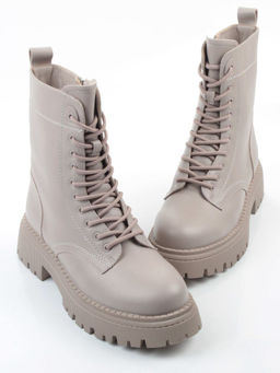 04-PAM439-2Z GRAY/BEIGE Ботинки зимние женские (натуральная кожа, 100% шерсть)