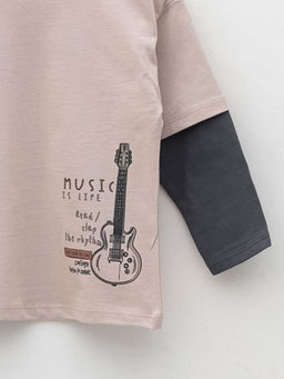 Bisiklet Yaka Uzun Kollu Bask?l? Pamuklu Erkek Bebek Ti??rt - Waikiki фото 3