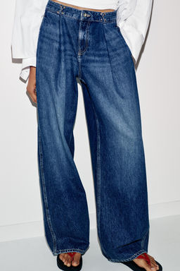 JEANS Z1975 LOOSE FIT TIRO ALTO CORCHETES / Azul medio - Zara фото 11