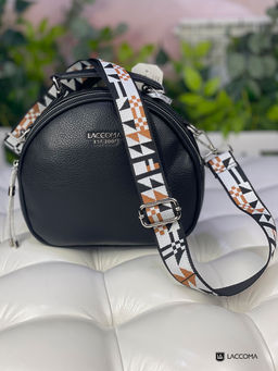 LACCOMA ремень 1000-22-3,8-треугольник-черн/белый/корич полиэстр