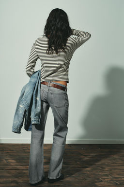 JEANS TRF WIDE LEG TIRO BAJO / Gris - Zara фото 5