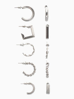 Серьги набор 5 пар Леди линии, цвет белый в серебре - Queen fair фото 10