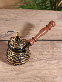 Цена за 2 шт. Турка Чёрное золото, 250 мл, латунь, с крышкой и деревянной ручкой - Simaland фото 2