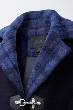 COMBINED CHECK COAT WITH WOOL - Zara фото 5
