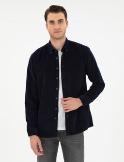 Lacivert Regular Fit Uzun Kollu G_mlek