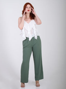 Брюки палаццо из жатки на резинке - Almond фото 29