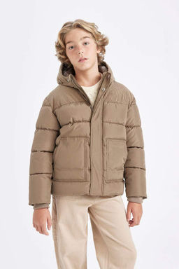 Водоотталкивающее пальто с капюшоном для мальчика - Defacto фото 3