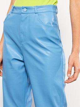 Dar Fit Deri G?r?n?ml? Kad?n Pantolon