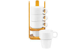 Набор 4 кружек 170 мл 10,5*8,5*21 см Айсберг на дерев. подставке - Elan gallery фото 5