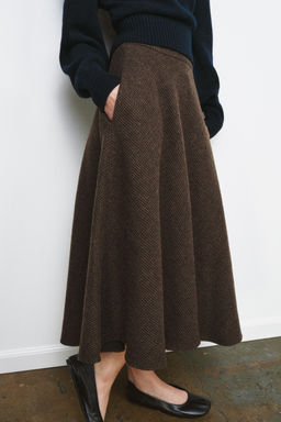 ZW COLLECTION WOOL HOUNDSTOOTH LAYERED SKIRT - Zara фото 2