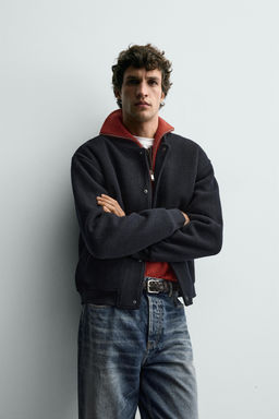 RIBBED BOMBER JACKET