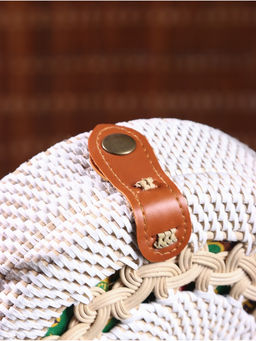 Сумка женская через плечо плетёная «Мандала», 20×6×70 см, ротанг, бежевая