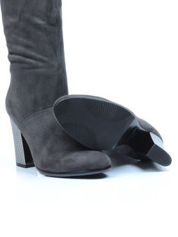 YF189-012M DARK GREY Полусапоги зимние женские (натуральная замша, натуральный мех (еврозима))