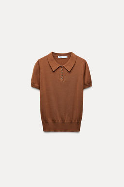 PLAIN KNIT POLO SHIRT - Zara фото 5