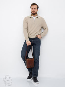 Сумка мужская кожаная 8882-2Z brown Zinimsk