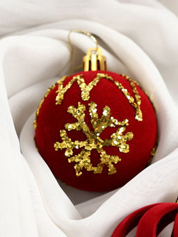 Ёлочные шары «Бархат. Время праздника», d=6 см, 12 шт., завитки снежинки, красный