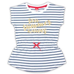 CSK 62369 Платье типа "туника" для девочки, белый-темно-синий