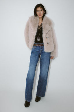 SHORT FAUX FUR COAT WITH TOGGLES