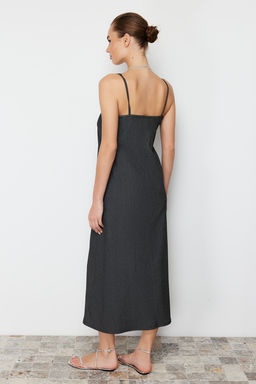 Yag Yesili Duz Midi Ask?l? Shift/Duz Maxi Orme Elbise TWOSS24EL00288 - Trendyolmilla фото 9