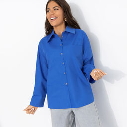 Рубашка с декоративной спинкой, Создала себя сама (синяя) - Charutti фото 6