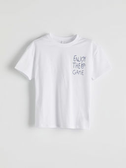 Bisiklet Yaka Yaz? Bask?l? Erkek ?ocuk Ti??rt