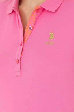 Женская розовая базовая футболка с воротником-поло Неожиданная скидка в корзине - U.s. polo assn фото 14