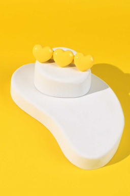 Заколка для волос зажим, арт. 71769 / 10 СЕРДЕЧКИ (в наборе: 1шт., 6,5 см, черный металл, полиэфирная смола, цвет: жёлтый, подложка из мелованного картона + ПЭТ-пакет с европодвесом)