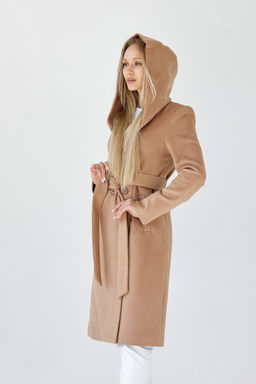 Пальто женское демисезонное 25020 (кэмел/ворсовая ткань)