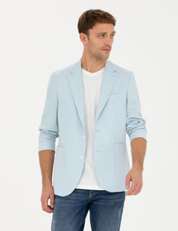 A__k Mavi Ex. Slim Fit Keten Kar___ml_ Ceket