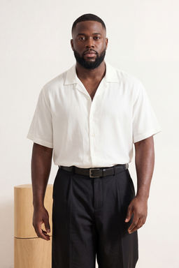 TRENDYOL MAN Siyah Regular Fit Apas Yaka %100 Viskon K?sa Kollu Yazl?k Buyuk Beden Gomlek TMNSS25AX00001 - Trendyolmilla фото 7