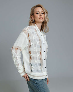 Кардиган вязаный с ажурным узором на кнопках KAR001 - Sahar art lab фото 5