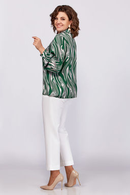Блуза Swallow 783-Р зеленый+бежевые разводы  фото 12
