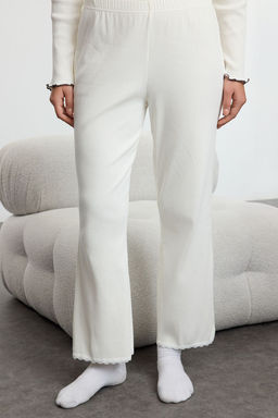 Trendyolmilla Beyaz Pamuklu Dantelli ve Kurdele/Fiyonk Detayl? Fitilli Orme Pijama Tak?m? THMAW25PT00206 фото 8